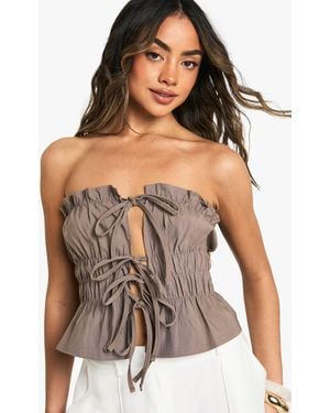 Boohoo Bengaline Bandeau Tie Front Corset - Multicolour