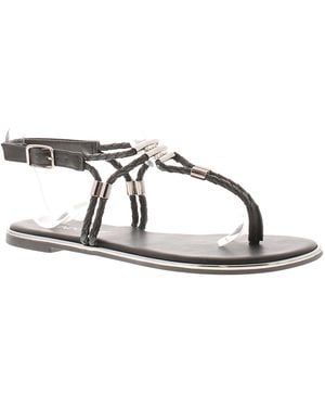 Apache Flat Sandals Toe-Post Blunt Buckle - Metallic