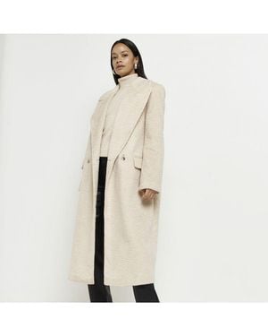 River Island Coat Cream Oversized Longline - Natural