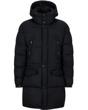 BOSS Solid Patterned Hooded Puffer Coat - Black