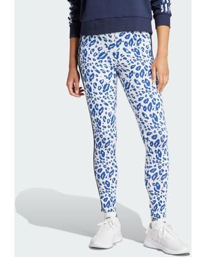 adidas Essentials 3-Stripes Animal Print Leggings - Blue