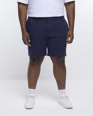 River Island Shorts Big & Tall Slim Fit Twill Cotton - Blue