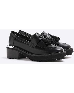 River Island Chunky Loafers Round Toe Pu - Black
