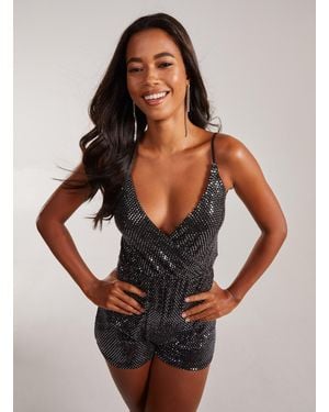 Pink Vanilla Glitter Strappy Playsuit - Metallic