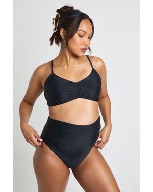 Boohoo Maternity High Waist Ruched Bikini Brief - Black