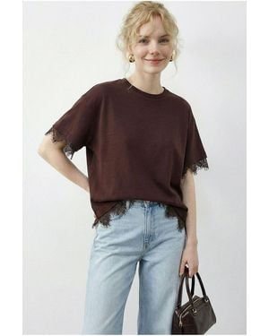 Bianco Lucci Elastane T-Shirt - Brown