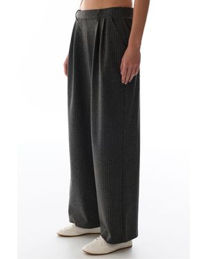 Penti Striped Wide Leg Trousers - Black