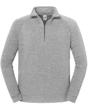 Fruit Of The Loom Adult Iconic Premium Quarter Zip Sweatshirt (Athletic Heather) - Grey