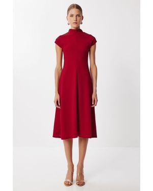 Happiness İstanbul A-Line Midi Dress With Half Turtleneck - Red