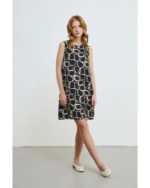 GUSTO Printed Short Dress - White