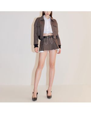 Miss Sixty Wool Bomber Jacket - Brown