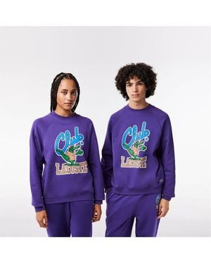 Lacoste Crocodile Print Raglan Sleeve Sweatshirt - Purple
