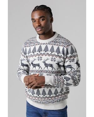 Tokyo Laundry Festive Jacquard Crew Neck Jumper - Grey