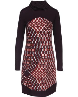 Conquista Turtleneck Long Sleeve Jersey Dress - Red