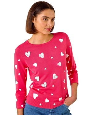 Roman Heart Hotfix Print Jumper - Red