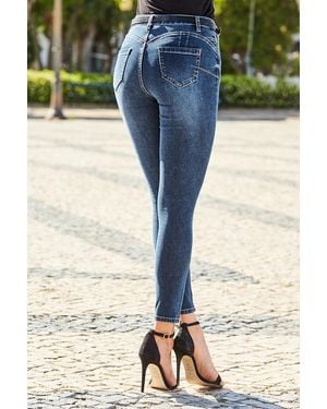 Sosandar Mid Sculpting Skinny Jeans Cotton - Green