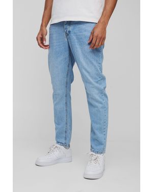 BoohooMAN Tapered Fit Rigid Washed Jeans - Blue