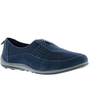 Strollers Flat Shoes Zippy Zip Suede Casual Textile - Blue