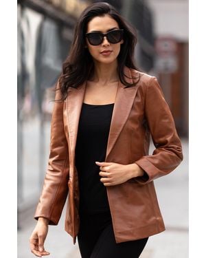 Ashwood Leather 'Lucia' Real Fashion Single Breasted Blazer - Black
