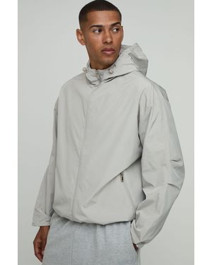BoohooMAN Oversized Boxy Hooded Toggle Cagoule - Grey