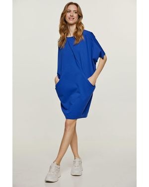 Conquista Royal Punto Di Roma Batwing Dress - Blue