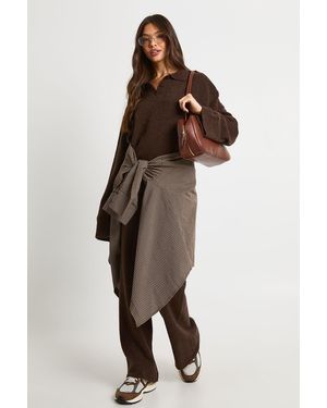 Boohoo Collared Button Down Oversized Knitted Jumper And Straight Leg Trouser Co-Ord - Brown