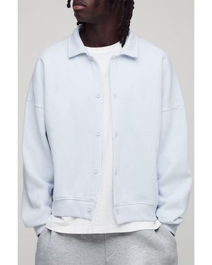 BoohooMAN Oversized Boxy Collar Detail Cardigan - White