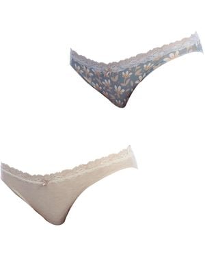 Janira Pack-2 Mini Coquettes Cotton Knickers 1032356 For - Grey