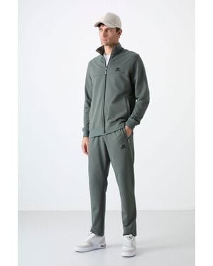 TOMMY LIFE Relaxed Fit Zip-Collar Sweatshirt And Trousers Set - Green