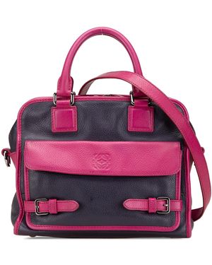 Loewe Leather Satchel Handbag Twotone Design - Pink
