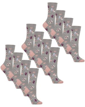 Heat Holders 12 Pairs Ladies Ultra Lite Soft Thermal Socks - Grey