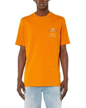 DIESEL T Pouch T Shirts Casual Summer Cotton Tee - Orange