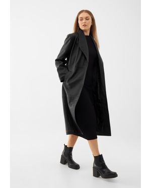 Bolongaro Trevor Leather Belted Overcoat - Black