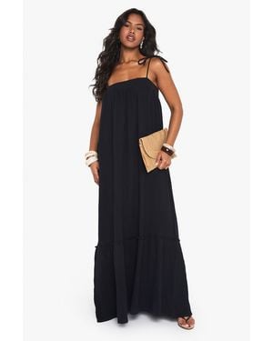 Boohoo Textured Smock Maxi Dress - Blue