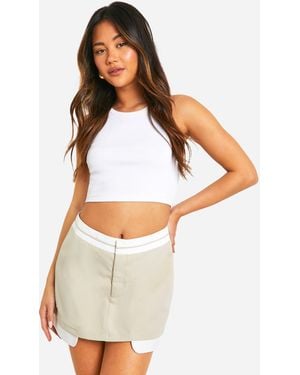 Boohoo Contrast Waist Tailored Skort - White