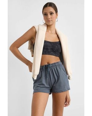 Hiccup Casual Elastic Waist Jersey Shorts - Blue
