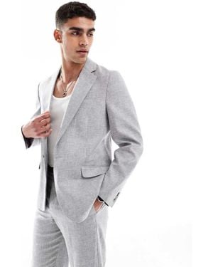 ASOS Slim Summer Suit Jacket With Linen Cotton - Grey