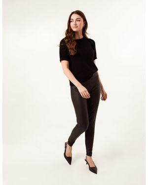 Blue Vanilla High Waist Pu Elasticated Leggings - Black