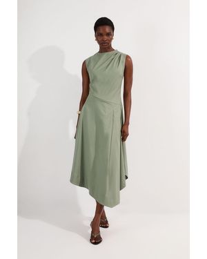 Karen Millen Tailored Drapey Bodice Asymmetric Midi Dress - Green