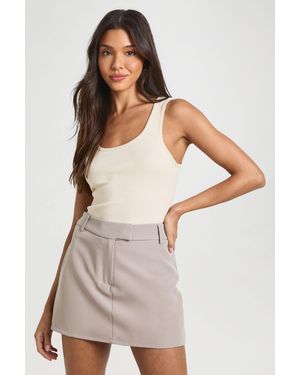 Boohoo Marl Fitted Mini Tailored Skort - Grey