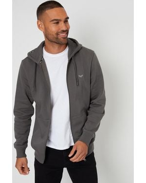 Threadbare Dark Cotton Blend 'Tangerine' Zip Through Hoody - Grey