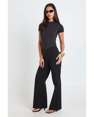 Boohoo Bengaline Low Rise Straight Leg Trouser - Blue