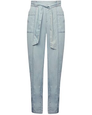 M&CO. Chambray Relaxed Taper Trousers - Blue