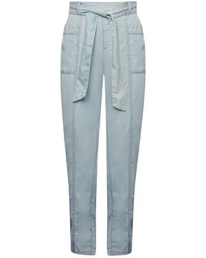 M&CO. Chambray Relaxed Taper Trousers - Blue