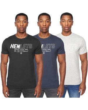 Henleys Melvern T-Shirt (Pack Of 3) (Multicoloured) - Blue