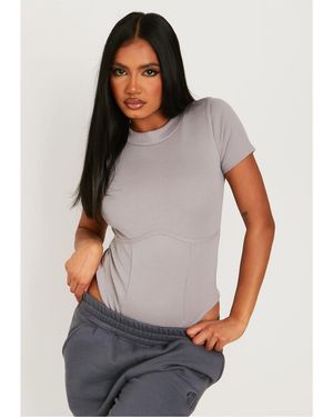 Missy Empire Missy Empire Structured Bodysuit - Grey