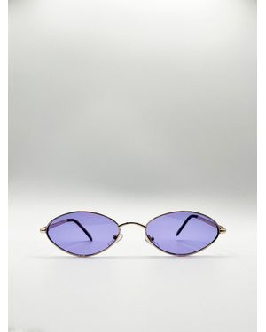 SVNX Metal Oval Frame Sunglasses With Lilac Lenses - Purple