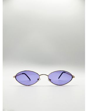 SVNX Metal Oval Frame Sunglasses With Lilac Lenses - Purple