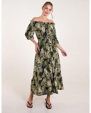 Blue Vanilla Bardot Elasticated Maxi Dress - Green