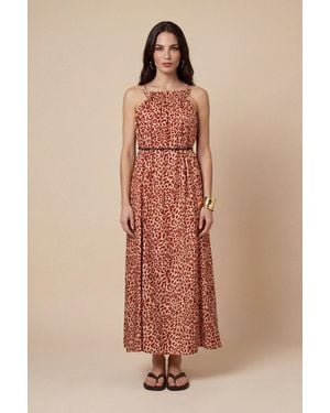 Urban Bliss Animal Metallic Maxi Dress Rust Pattern - Pink